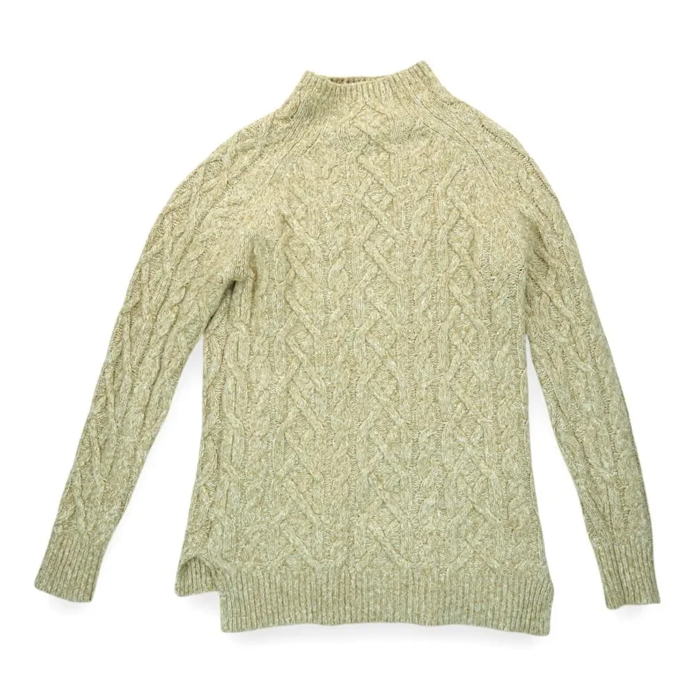Michael Kors Women's Cable Knit Sweater Cotton Wool Size Small Beige Long Sleeve